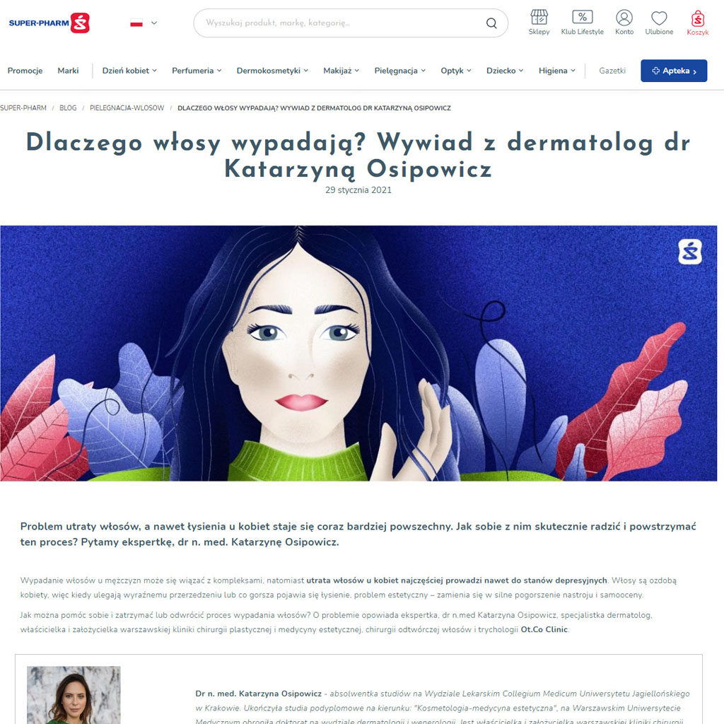 Dlaczego włosy wypadają? Wywiad z dermatolog dr Katarzyną Osipowicz