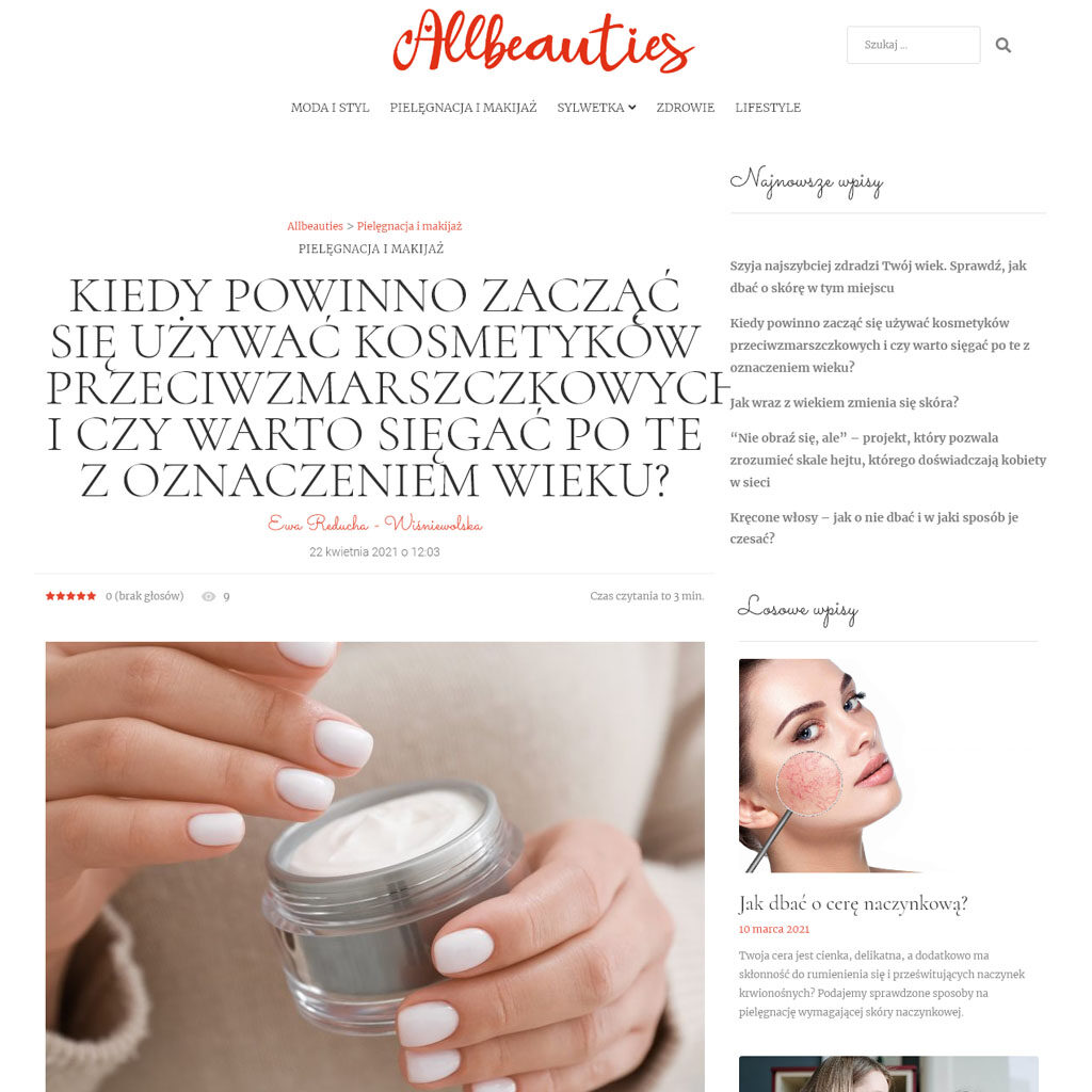 Kiedy powinno zacząć się używać kosmetyków przeciwzmarszczkowych..