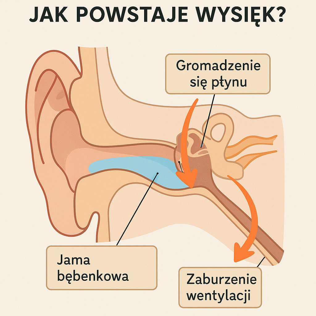 jak powstaje wysiekowe zapalenie ucha